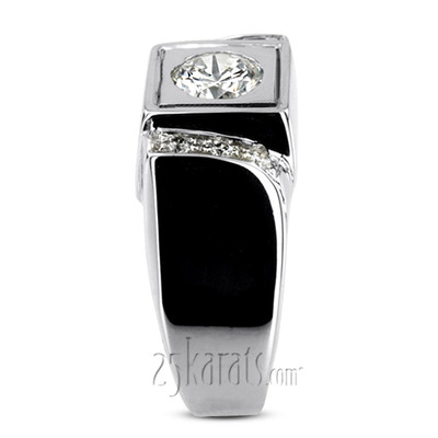 0.12 ct. Round Cut Prong Set Diamond Man Ring (0.75ct Center) - view 6 of 6