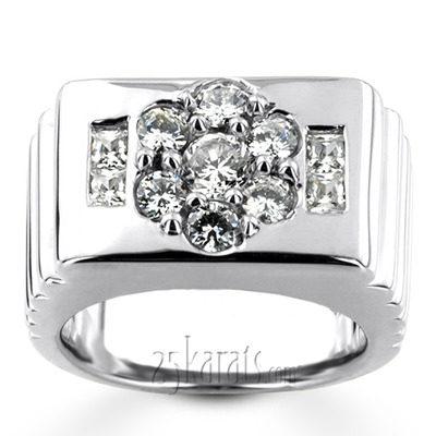 1.42 ct. Flower Design Diamond Man Ring - view 3 of 6