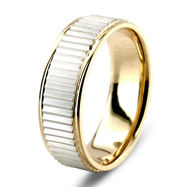 Exquisite Striped Fancy Carved Wedding Ring  - view 2