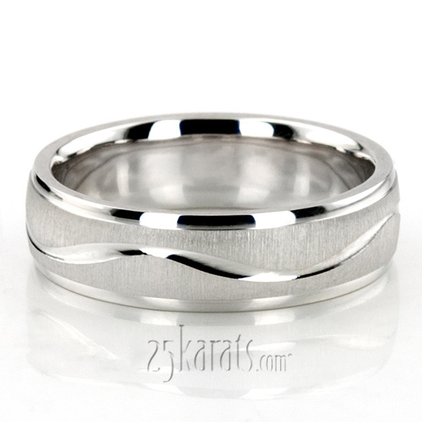 Elegant Wave Design Two-Tone Wedding Ring  - view 4