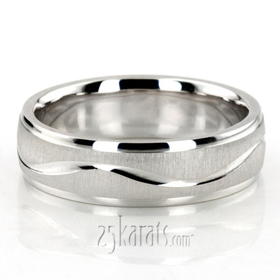 Elegant Wave Design Two-Tone Wedding Ring  - view 4 of 5