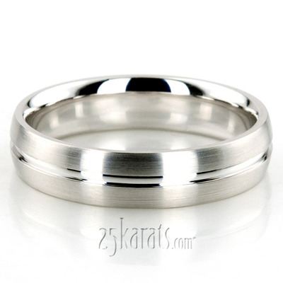 Convex Grooved Wedding Ring  - view 1 of 7