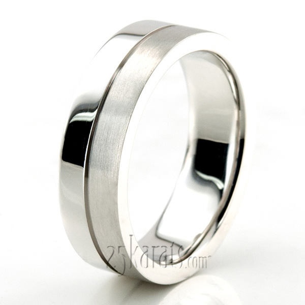 Exclusive Symmetrical Diamond Cut Wedding Band  - view 2