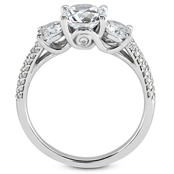 Elegant Three-Stone Micro-Pave Engagement Ring (1.15 ct. t.w.) - view 2