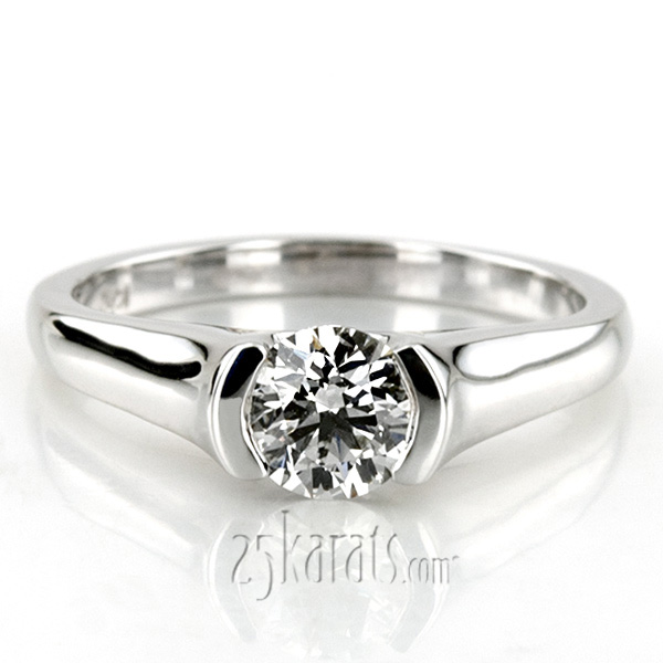 Half Bezel Contemporary Solitaire Engagement Ring  - view 5