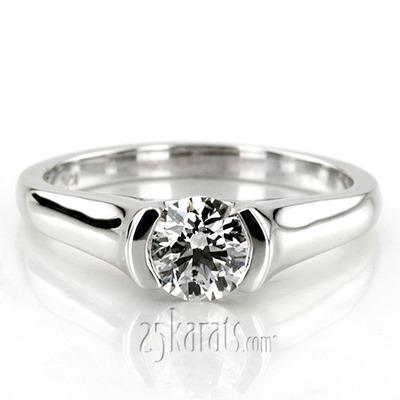 Half Bezel Contemporary Solitaire Engagement Ring  - view 5 of 6