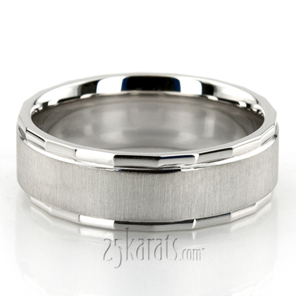 Fine Angular Edge Wedding Ring  - view 5