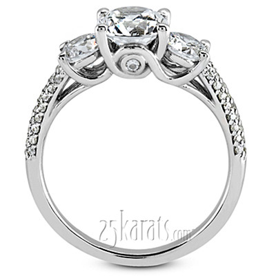 Elegant Three Stone Micro Pave Engagement Ring (0.84 ct. t.w.) - view 2 of 3