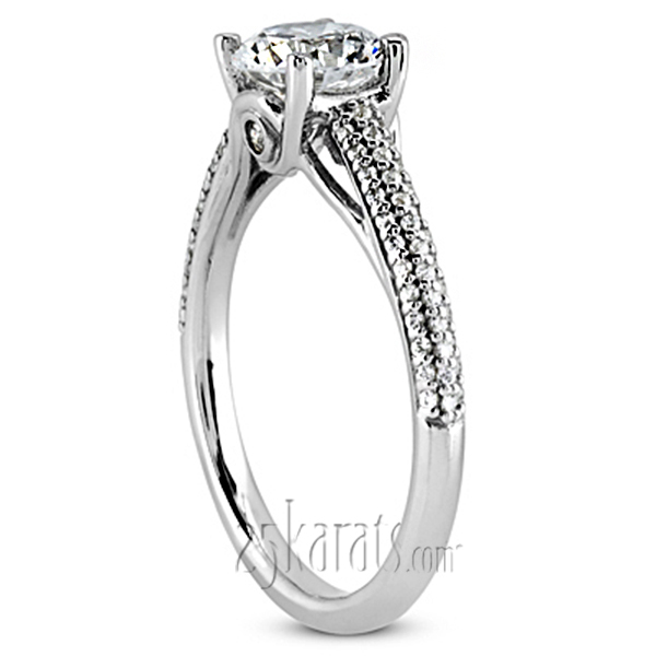 Half-Way Pave Set Diamond Engagement Ring (for 1.00ct) - view 2