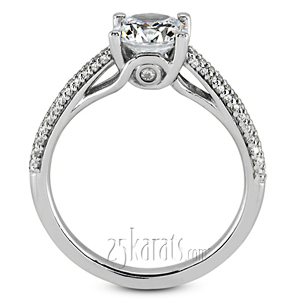 Half-Way Pave Set Diamond Engagement Ring (for 1.00ct) - view 3