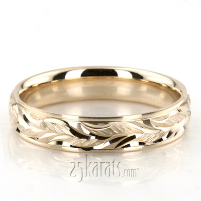 Floral Carved Fancy Wedding Ring - view 1 of 4