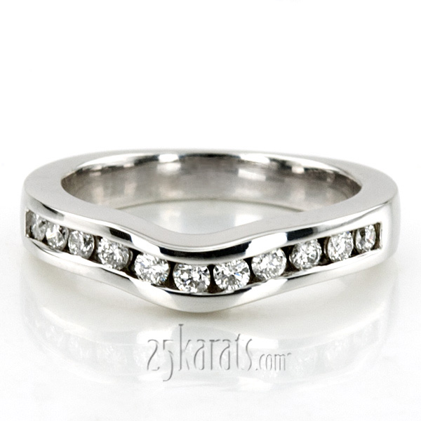 Round Cut Channel Set Curved Diamond Bridal Ring (0.28 ct. tw.) - view 1