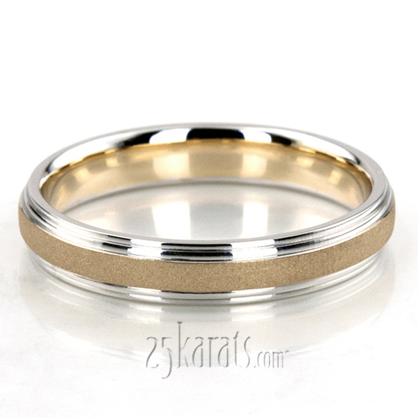 Double Step Edge Carved Design Wedding Band  - view 5