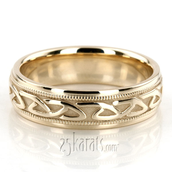 Classic Shiny Celtic Wedding Band  - view 5