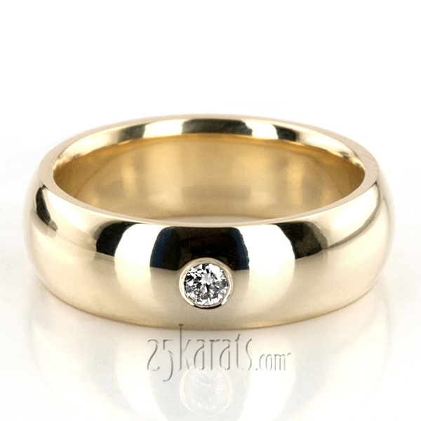 High Polished Solitaire Diamond Wedding Band  - view 3