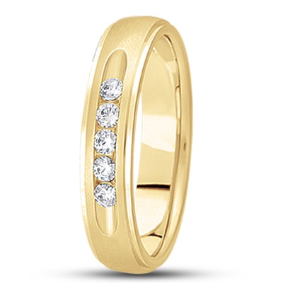 Step Edge Channel Set Diamond Wedding Band - view 2