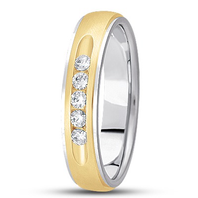 Step Edge Channel Set Diamond Wedding Band - view 3