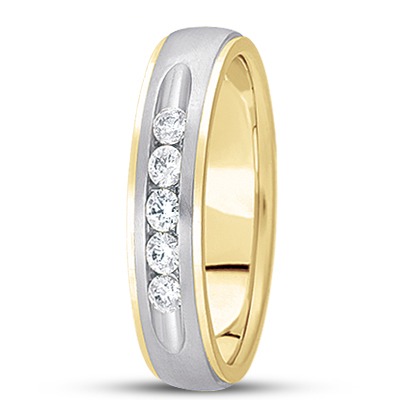 Step Edge Channel Set Diamond Wedding Band - view 5