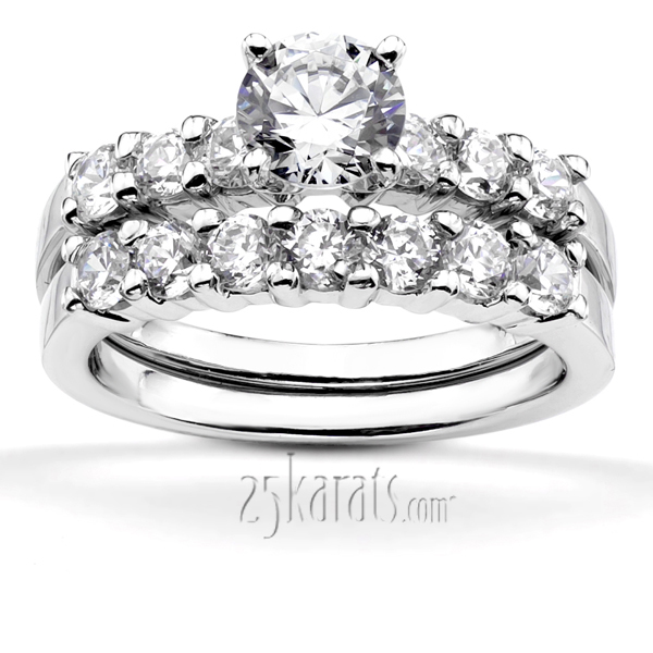 Shared Prong Low Set Diamond Bridal Ring (0.60 ct.tw)  - view 5