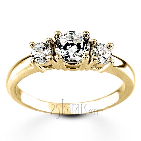 Classic Basket Setting Three Stone 14k Gold Engagement Ring (1/3 ct. t.w. GH/SI) - view 2