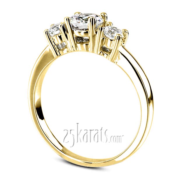 Classic Basket Setting Three Stone 14k Gold Engagement Ring (1/3 ct. t.w. GH/SI) - view 4