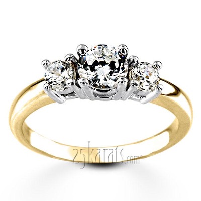 Classic Basket Setting Three Stone 14k Gold Engagement Ring (1/3 ct. t.w. GH/SI) - view 7 of 9