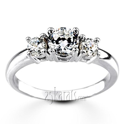 Classic Basket Setting Three Stone 14k Gold Engagement Ring (1.00 ct. t.w. GH/SI) - view 1 of 9