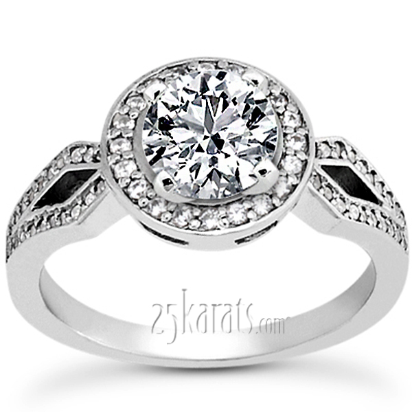 Brilliant Halo Style Diamond Engagement Ring - view 1