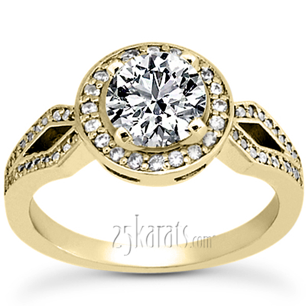 Brilliant Halo Style Diamond Engagement Ring - view 2