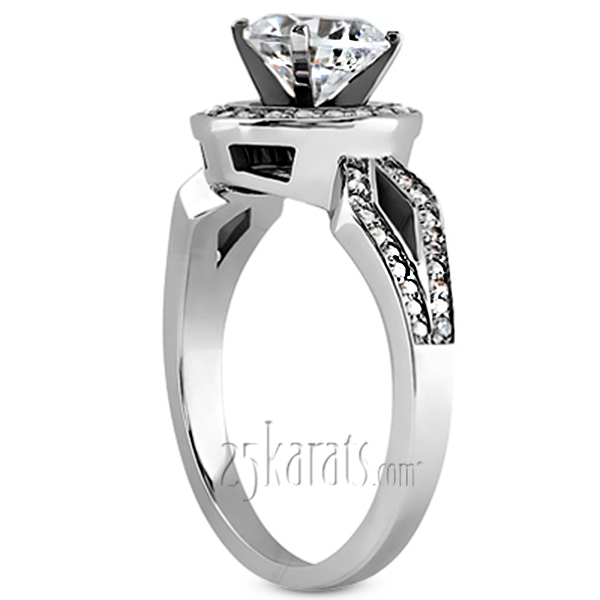 Brilliant Halo Style Diamond Engagement Ring - view 3