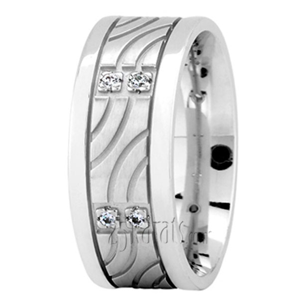 Wave Motif Diamond Wedding Ring - view 2