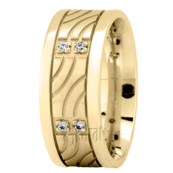 Wave Motif Diamond Wedding Ring - view 3