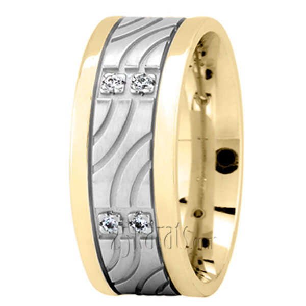 Wave Motif Diamond Wedding Ring - view 4