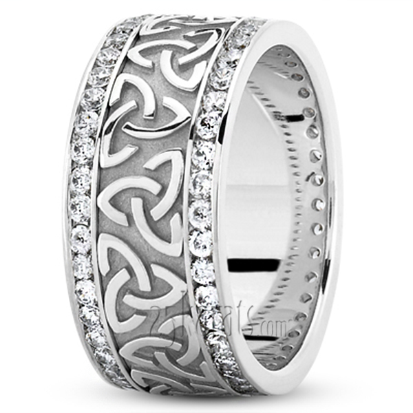 All-Around Diamond Triquetra Celtic Knot Wedding Ring - view 2