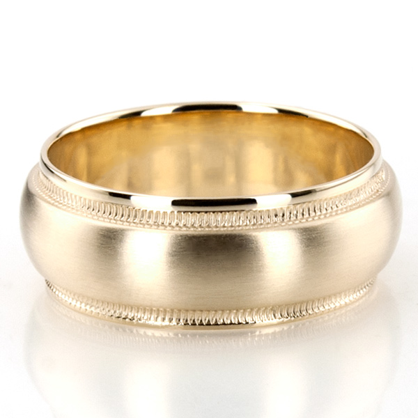 Milgrain Step Edge Diamond Cut Wedding Band - view 4