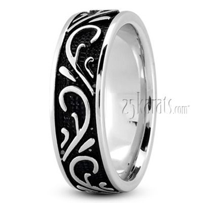 Black Nano Floral Exclusive Wedding Band - view 2 of 4