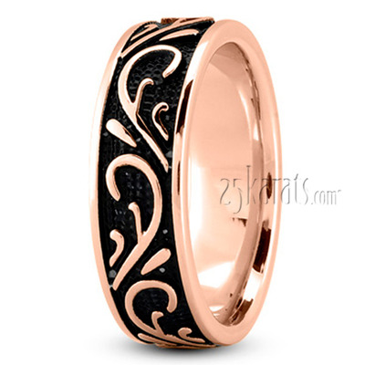 Black Nano Floral Exclusive Wedding Band - view 3 of 4