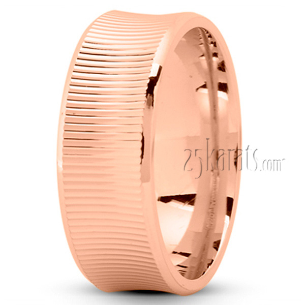 Concave Lined Fancy Wedding Band - view 2