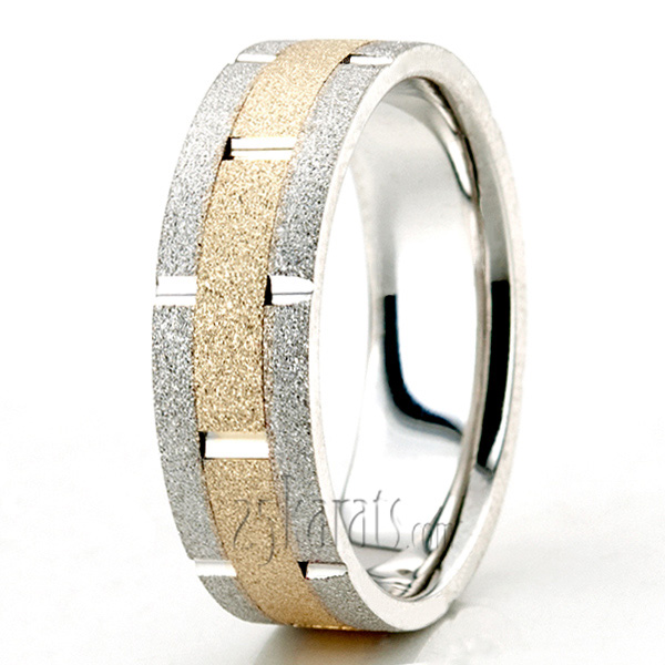 Rolex Style Two-Color Handmade Wedding Band  - view 2