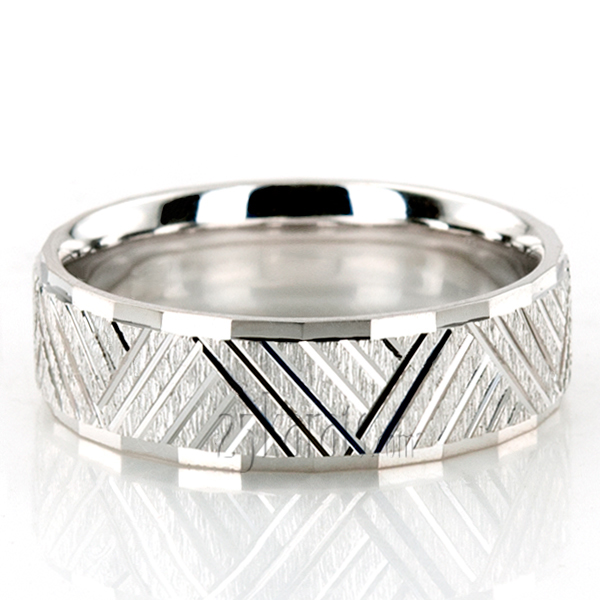 Extravagant Diamond Carved Wedding Band  - view 4