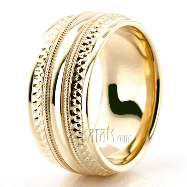 Extravagant Diamond Carved Wedding Band  - view 5