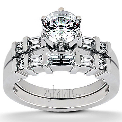 Multi-Shape Bar Set Diamond Bridal Ring (0.36 ct.tw.) - view 2