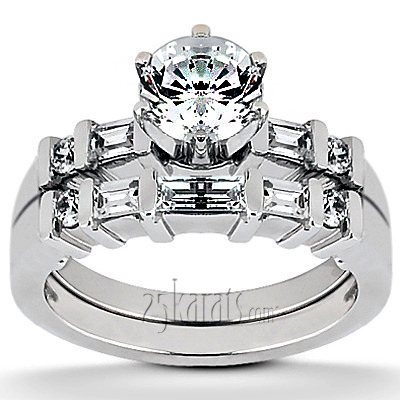 Multi-Shape Bar Set Diamond Bridal Ring (0.36 ct.tw.) - view 2 of 23