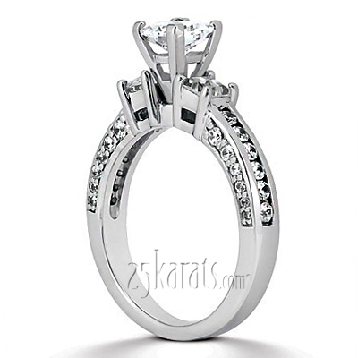 Princess and Round Diamond Combination Engagement Ring (1.06 ct.tw.) - view 2