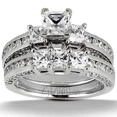 Princess and Round Diamond Combination Engagement Ring (1.06 ct.tw.) - view 3