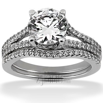 Split Shank Trellis Diamond Bridal Ring (0.22 t.c.w.) - view 2