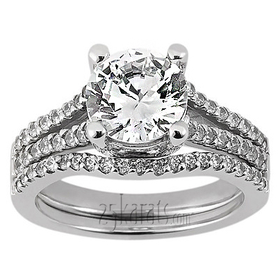 Shared Prong Split Shank Diamond Bridal Ring ( 0.30 tcw) - view 2