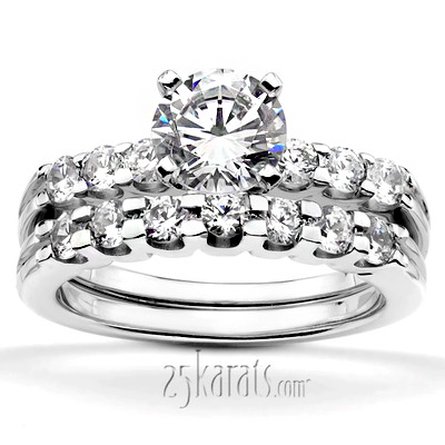 U Shaped Shared Prong Diamond Bridal Ring (0.60 ct.tw.) - view 3