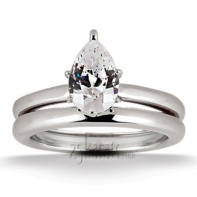 Pear Shape Solitaire Diamond Bridal Ring  - view 5