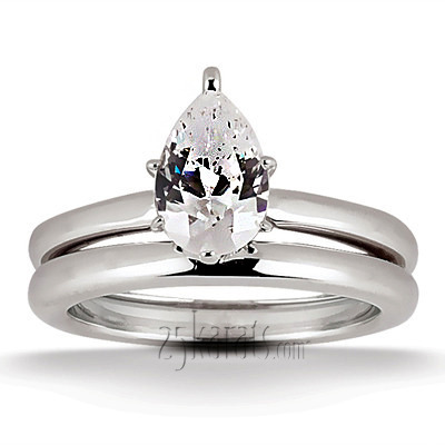 Pear Shape Solitaire Diamond Bridal Ring  - view 5 of 7